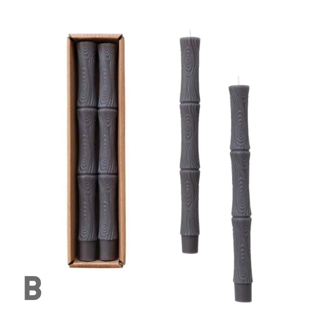 Sculpted 10" Taper Candles Set of 2: Charcoal