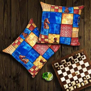 Shatranj Canvas Cushion Covers - 16 in x 16 in - Set of 2