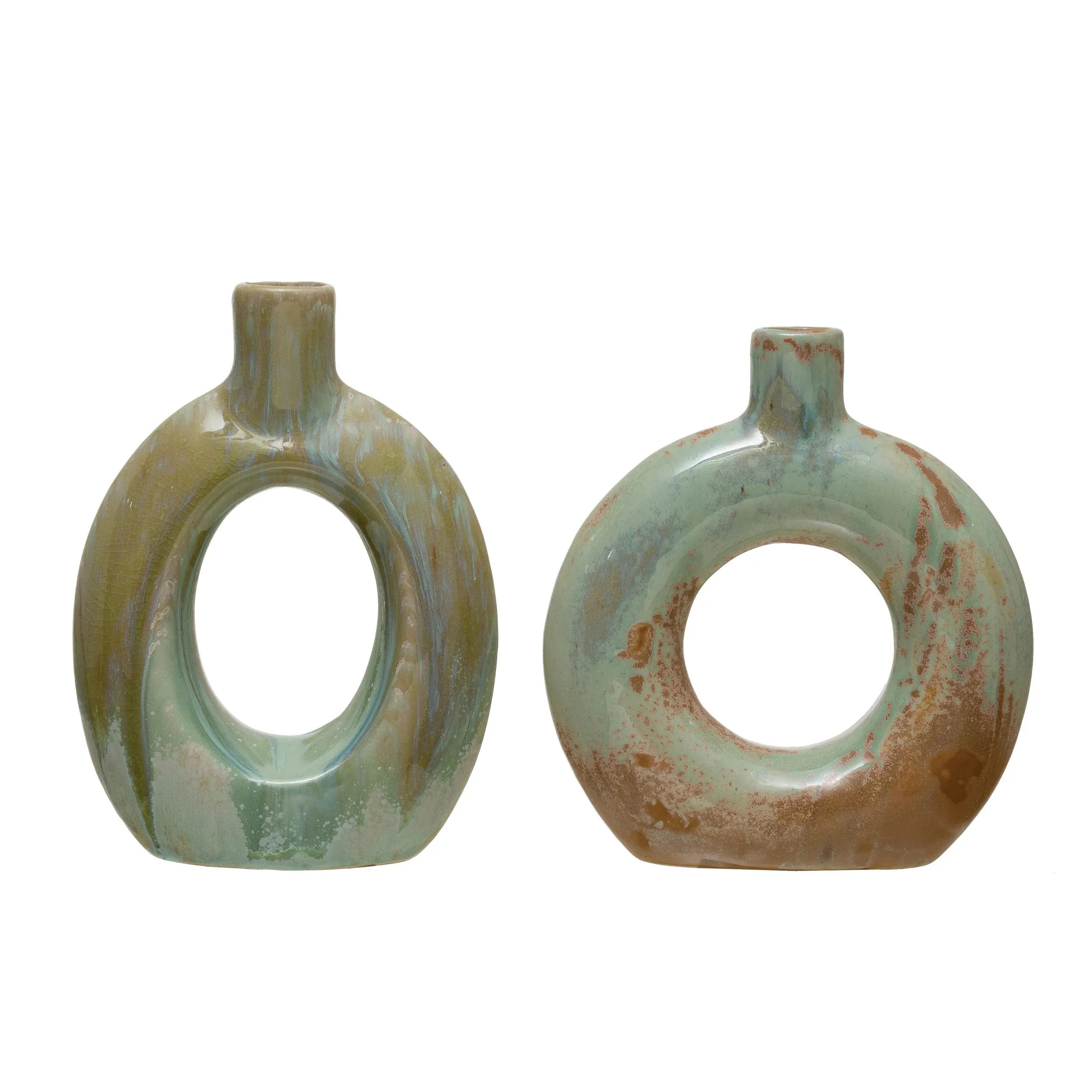 Stoneware Cut Out Vase - Celadon