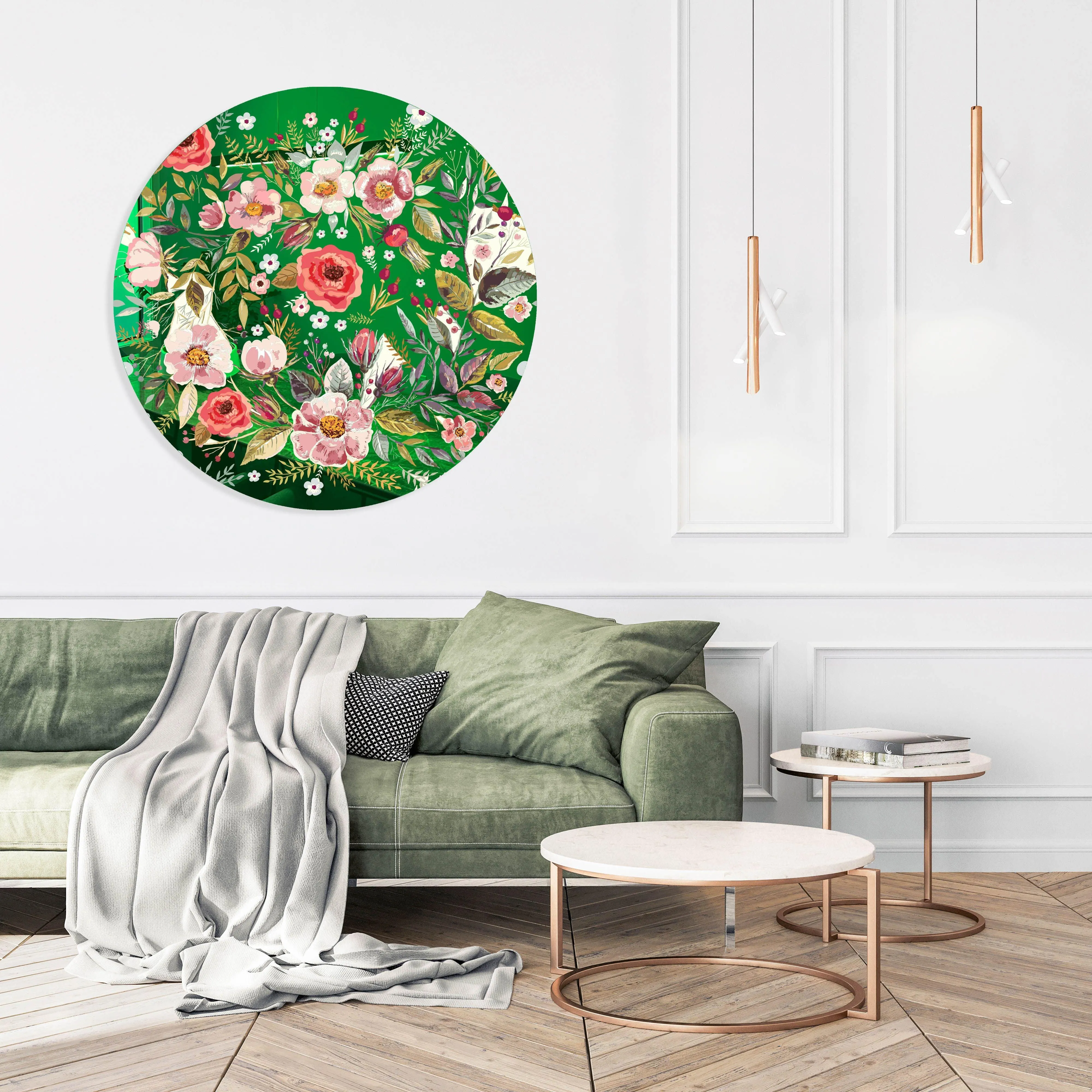 Vintage Berries and Flowers Printed Mirror Acrylic Circles