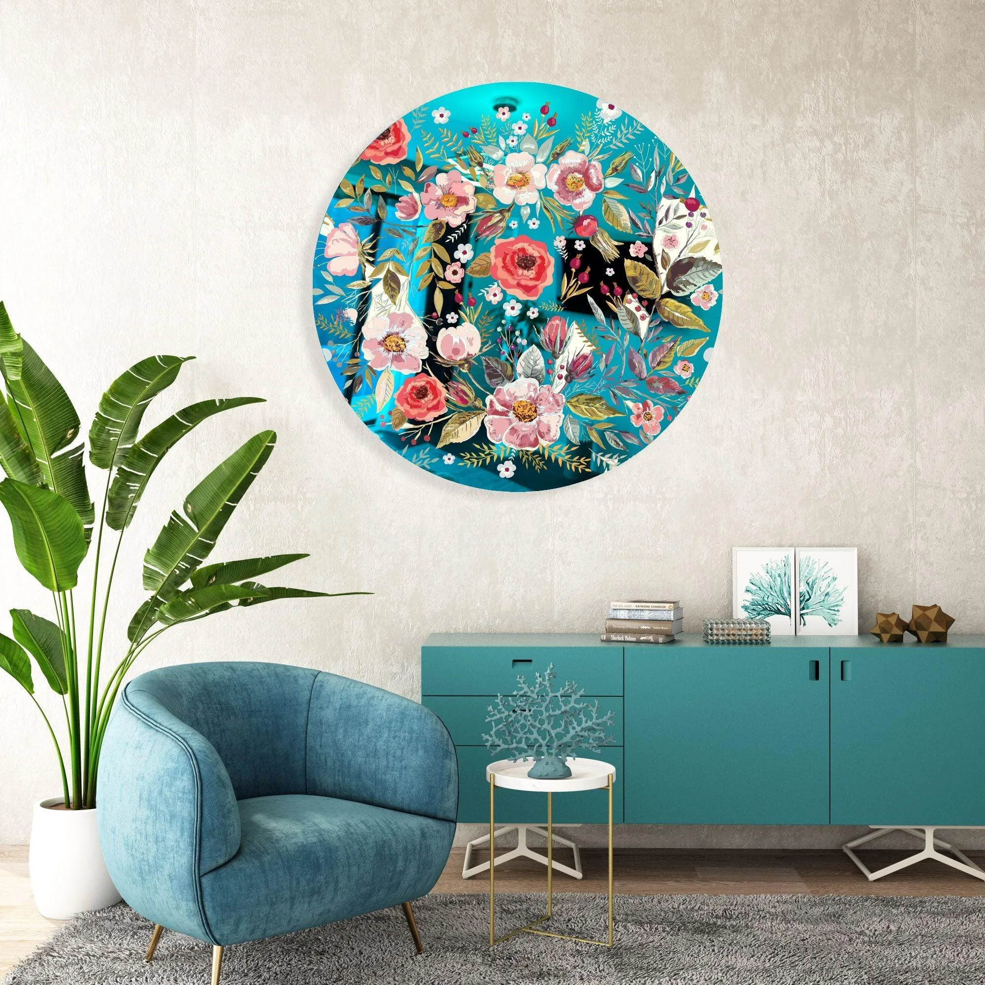 Vintage Berries and Flowers Printed Mirror Acrylic Circles