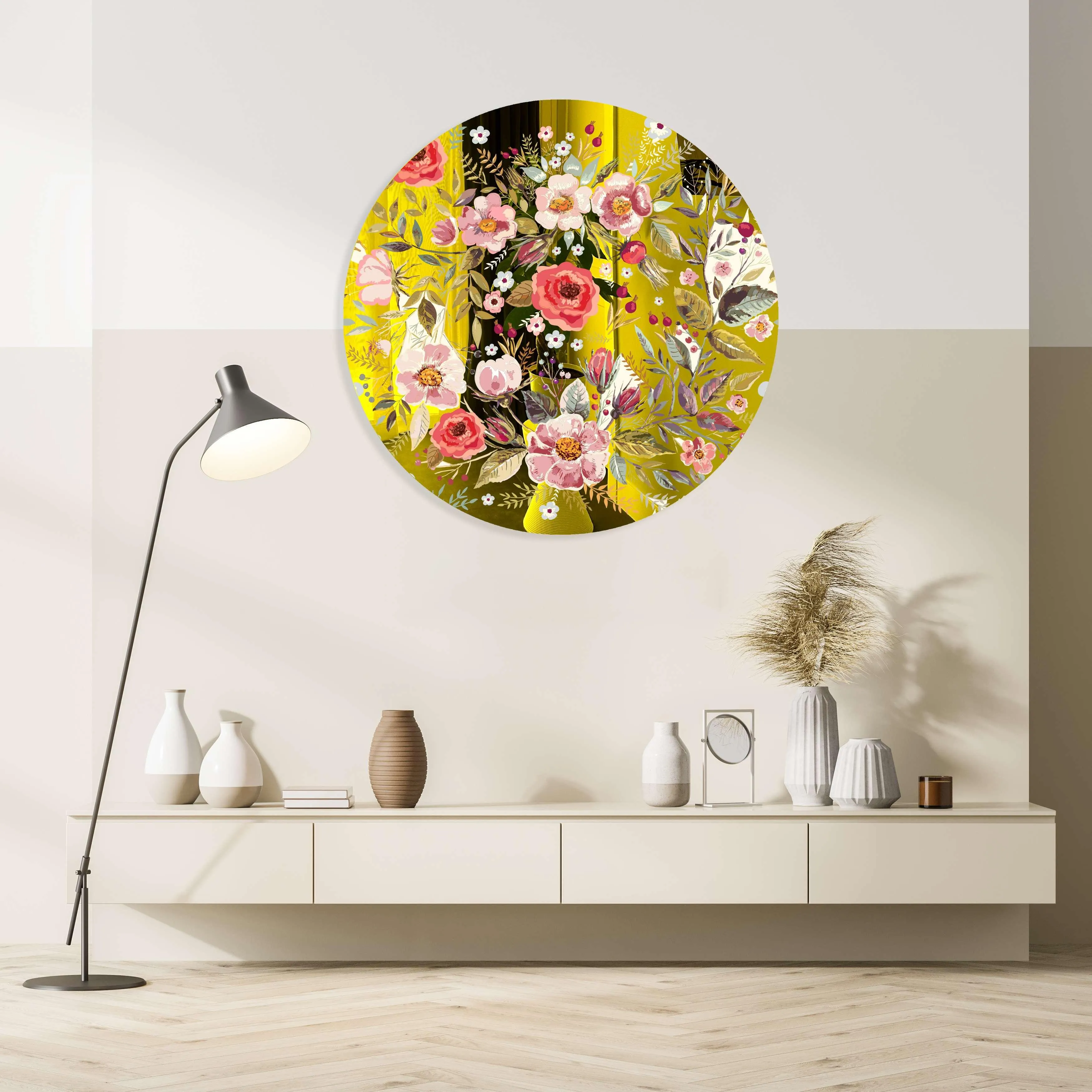 Vintage Berries and Flowers Printed Mirror Acrylic Circles