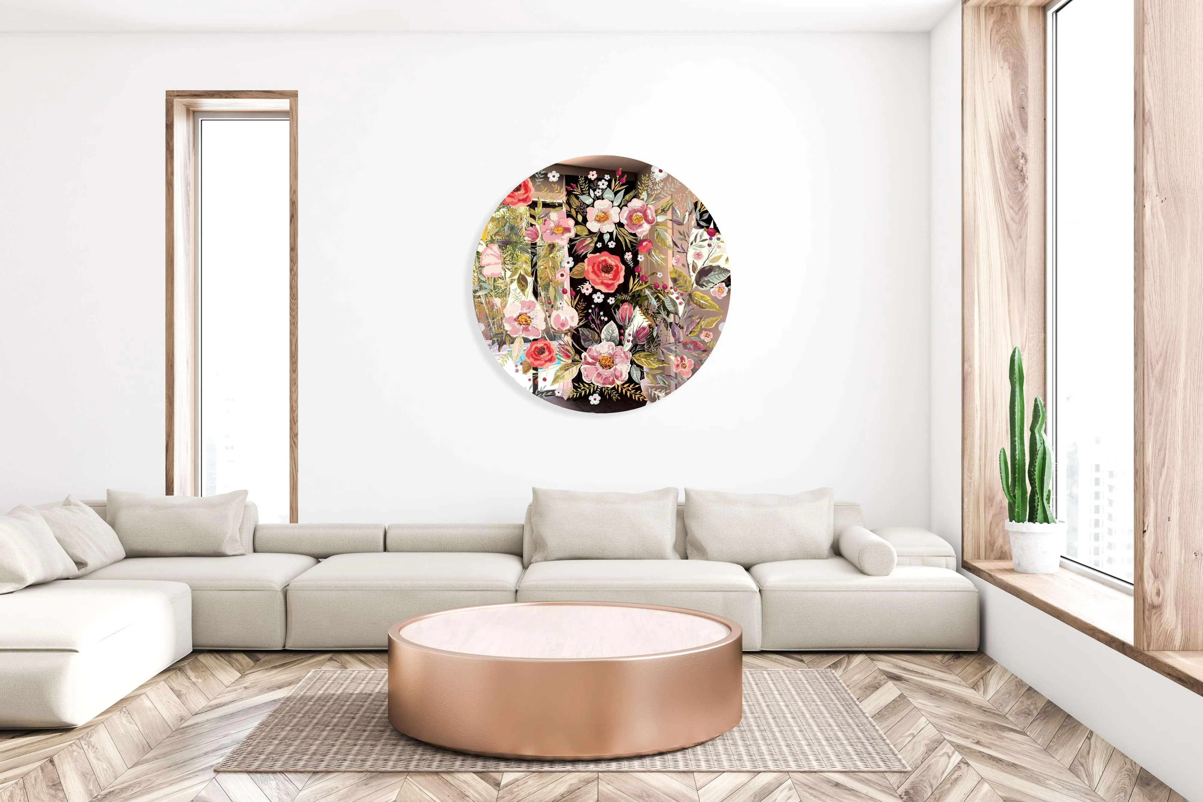 Vintage Berries and Flowers Printed Mirror Acrylic Circles