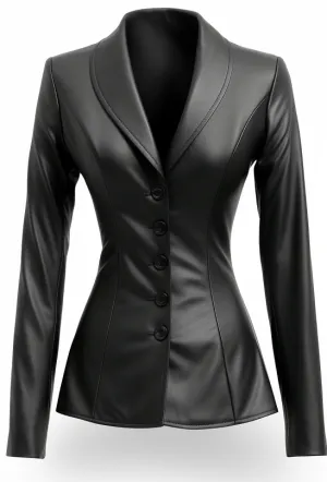 Women Black Leather Slim fit Coat