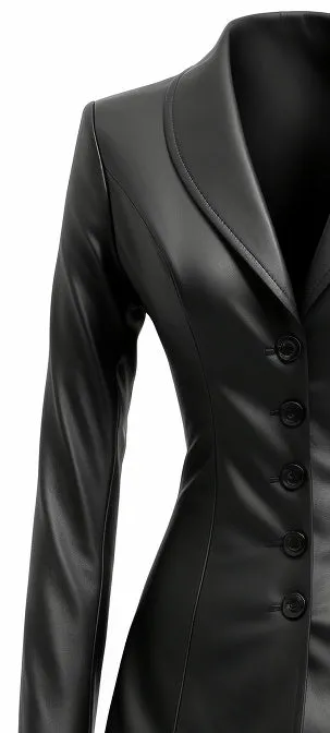 Women Black Leather Slim fit Coat