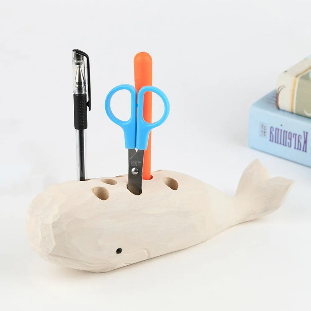 Wooden Whale Creative Pen Holder