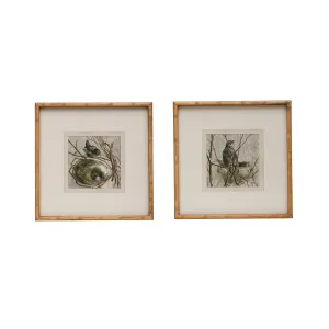 Wood Framed Wall Decor with Bird & Nest, 2 Styles