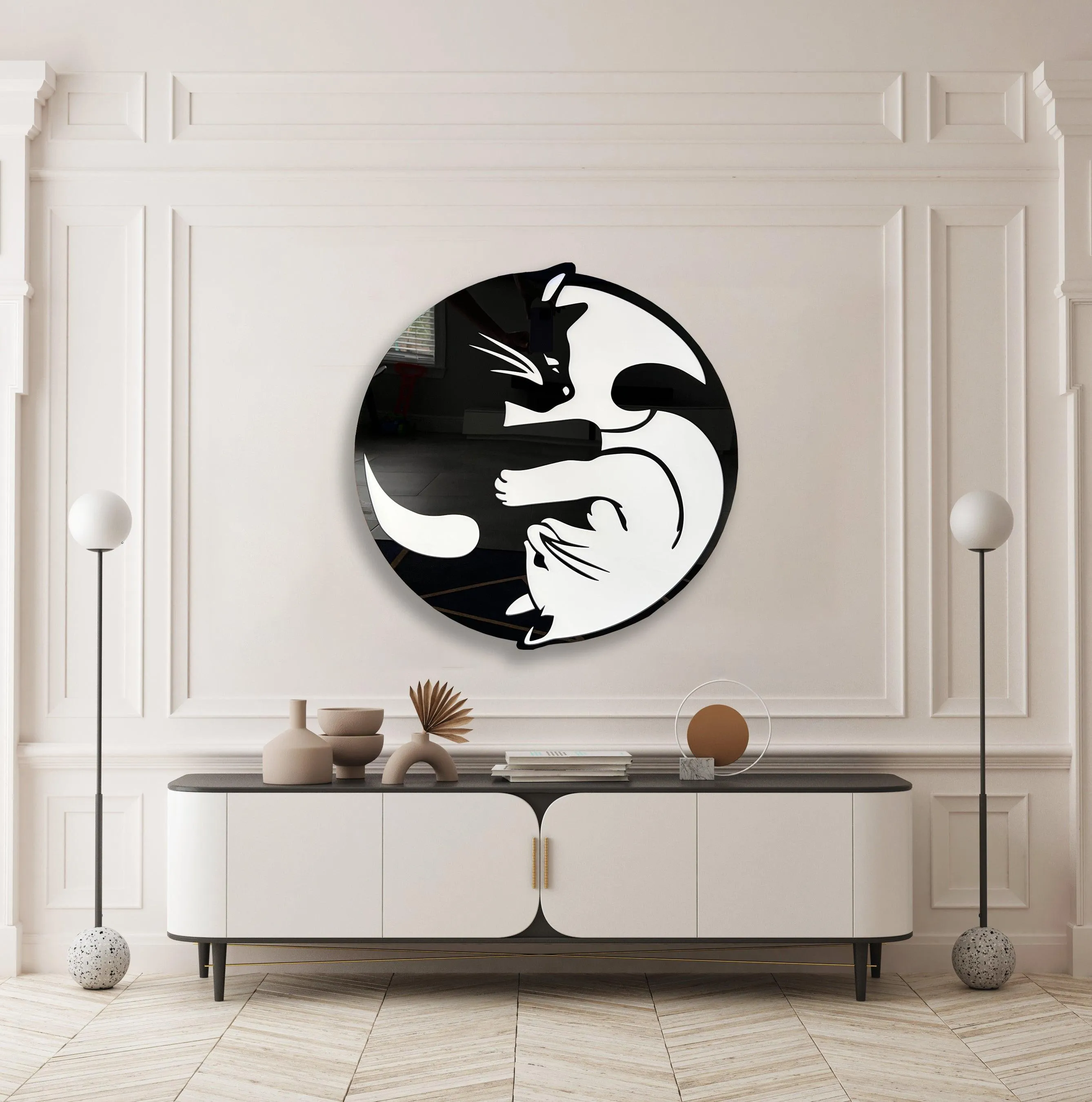 Yin Yang Cats High Gloss Acrylic Art Printed